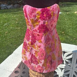 Showpo Pink and Yellow Floral Mini Dress